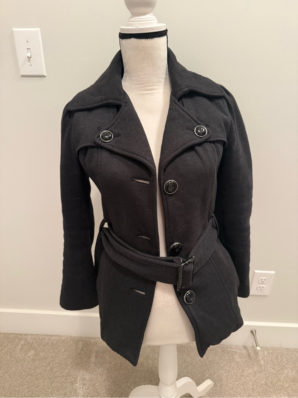 Kenneth Cole Reaction Deep Grey Belted Trench Coat